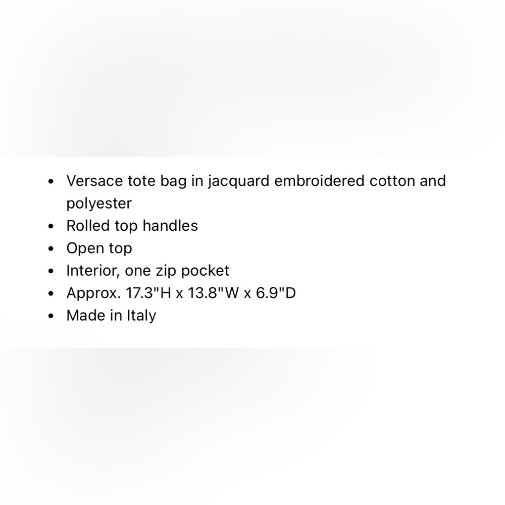 Versace NWT XL Jacquard Embroidered Canvas Tote Bag - Picture 8 of 8